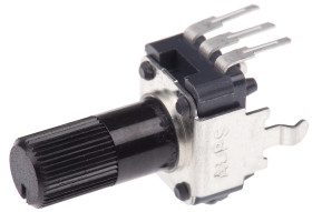 Potencjometr 10kΩ typ Obrotowy Alps Alpine średnica wału 6 mm 0.05W długość wału 20mm Montaż panelowy, Przewlekany