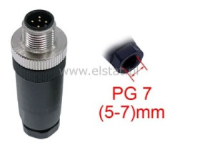 Złącze czujnika; wtyk męski M12; PG7; 5 pinów