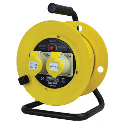 Faithfull Power Plus CR2516 Open Drum Cable Reel 110V 16A 2-Socket 25m