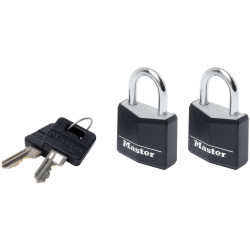 Master Lock 9130EURTBLK Alu Black Vinyl Cover 30mm Padlock 4-Pin - KA x 2