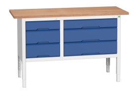 Stół warsztatowy szer. 1500mm Nie Ławka do przechowywania Stal dł. 600mm wys. 830 → 930mm