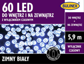 Lampki choinkowe 60 LED lampki na baterie z wyłacznikiem czasowym zewnętrzny biały 10-162