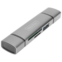 Digitus DA-70886 External memory card reader hub USB type A C Grey