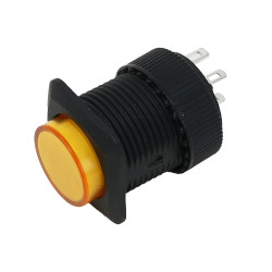 16mm Illuminated Pushbutton - Yellow Latching On/Off Switch