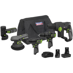 Sealey CP108VCOMBO7EU 5 x SV10.8 Cordless Combo Kit 10.8V - 2 Batts &amp; Euro Plug