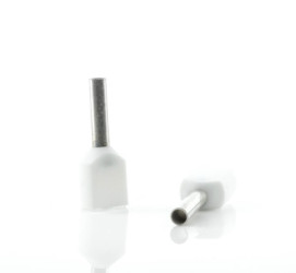 Insulated twin wire end ferrule, 0.5 mm², 15 mm/8 mm long, DIN 46228-4, white, BYB-4-18H0085