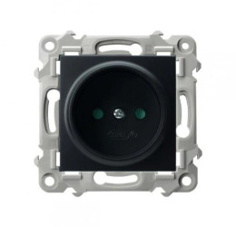 SZAFIR Gniazdo pojedyncze z przesłonami torów prądowych czarny metalik GP-1ZP/m/33