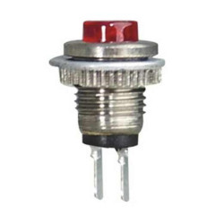 PRZYCISK PBS-101 BR MONOSTABILNY CZERWONY 1A 250V OKRĄGŁY METALOWY