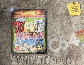Rustic Commodore 64 Game Spy V Spy Island Caper Box Artwork Metal Sign [679]