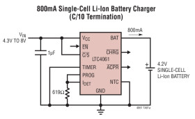 Standalone Linear Li-Ion Battery Charger with Thermistor Input