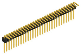 Pin header, 30 pole, pitch 1.27 mm, angled, black, 10061041