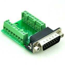 CZH-LABS Slim Right Angle D'SUB DB15 Male Header Breakout Board Module, D-SUB.