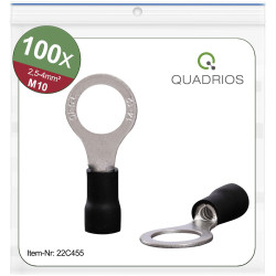 Quadrios 22C455 Ring Terminal 4.0mm² 10.5mm Black Partially Insulated