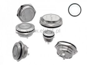 Przycisk chwil.19mm płaski srebrny - niski