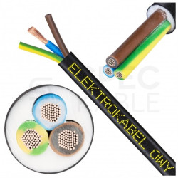 Kabel warsztatowy OWY / H05VV-F 3x0,75mm2 czarny 300/500V giętki linka Elektrokabel