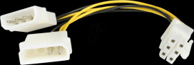 LP4PCIEXADAP 2x LP4 to 6 pin PCI-E, 15 cm, black/yellow