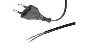 Przewód Z Wtyczką Płaską 2X0,75Mm 1,9M Czarny