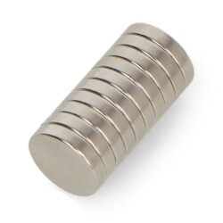 Magnes neodymowy okrągły N42/Ni+Cu+Ni - 10x2mm - 10szt.