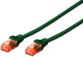 Patch cable, RJ45 plug, straight to RJ45 plug, straight, Cat 6, U/UTP, PVC, 0.5 m, green, DK-1612-005/G