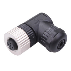 5 Way M12 Right Angle Female Industrial Circular Connector IP67 4A 60V