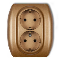 TREND Gniazdo podwójne z/u SCHUKO złoty metalik 8GP-2sp