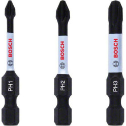 Bosch 2608522491 Phillips Bit 3pieces Durable Impact Control 1/4&quot; Hex Shank