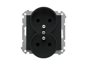 SIMON 55 Gniazdo podwójne z uziemieniem z przesłonami szybkozłącza czarny mat TGZ2MCZ.01/149 KONTAKT SIMON