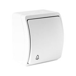 Przycisk dzwonkowy 10A pojedynczy natynkowy IP44 biały 155-01-DRV