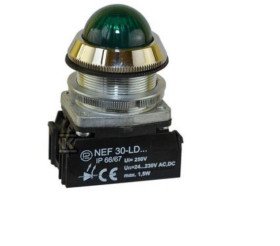 Lampka sygnalizacyjna 30mm zielona 220-230V AC/DC żarówka W0-L-NEF30LE/220V Z