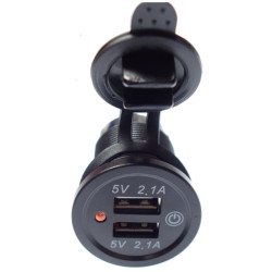 Ładowarka USB 12-24V 4.2A ORANGE +wyłącznik TOUCH montażowa