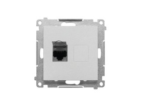 SIMON 55 Gniazdo komputerowe pojedyncze RJ45 kat. 6 ekranowane z przesłoną aluminium mat T61E.01/143 KONTAKT SIMON