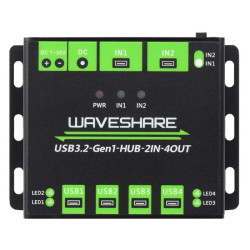 HUB USB 3.2 przemysłowy 2IN-4OUT szybki koncentrator Waveshare dual host 5GB/s