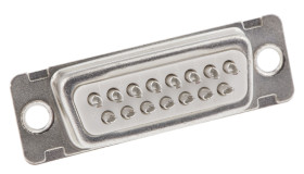 Złącze D-Sub 15-pinowe Żeński Proste Montaż na panelu raster 2.74mm Złoto na niklu