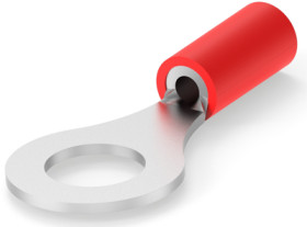Insulated ring cable lug, 0.26-1.65 mm², AWG 22 to 16, 6.73 mm, M6, red, 2-34150-1