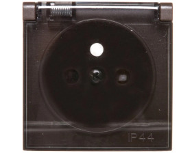 Simon 54 Pokrywa gniazda do wersji IP44 z przesłonami z klapką transparentną brąz mat DGZ1BUZP/46A