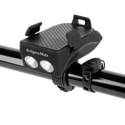 Uchwyt do telefonu GSM 3w1 rowerowy/klakson/POWER BANK 3 tryby świecenia Kruger&Matz XT50 / KM0125