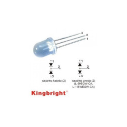 Dioda LED 10mm ziel-żółta L-819GYW dwukolorowa