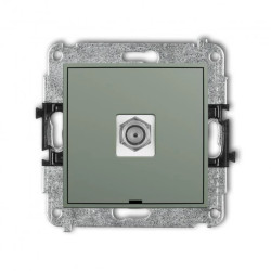 MINI Mechanizm gniazda antenowego pojedynczego typu F (SAT) niklowany, bez pola opisowego szałwiowy 61MGFBO-1