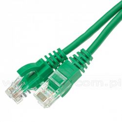 Patchcord UTP, K5e, 10m, zielony