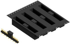 Pin header, 15 pole, pitch 2.54 mm, angled, black, SL10SMD04015GBTR