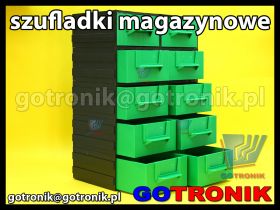 Regał szufladkowy 10 szufladek zielonych z przegródkami