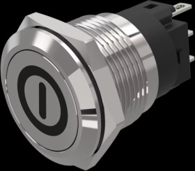 Vandal-proof pushbutton switch, silver, unlit , mounting Ø 19 mm, IP65/IP67, 82-5151.2000.B001