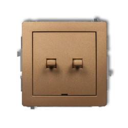 DECO Mechanizm łącznika jednobiegunowego ze schodowym w stylu amerykańskim (dwa klawisze bez piktogramów, osobne zasilanie) złot