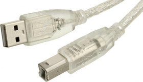 USB 2.0 adapter cable, USB plug type A to USB plug type B, 1.8 m, transparent, MIKROE-976
