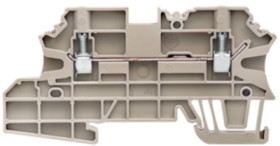 Through terminal block, screw connection, 0.5-4.0 mm², 2 pole, 24 A, 8 kV, dark beige, 1143070000