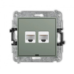 ICON Mechanizm gniazda komputerowego podwójnego 2xRJ45, kat. 6, 8-stykowy, bez pola opisowego szałwiowy 61IGKBO-4