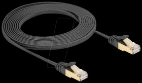 80327 RJ45 flat cable, Cat.6a, S/FTP, braided jacket, 3 m, black