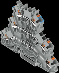2202-3203 Three-tier feed-through terminal, dia. 0.25 - 2.5 mm, L/L/N