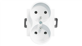 Quadra Gniazdko Podwójne Z Uziemieniem, Do Ramki Szklanej, W Kolorze Białym