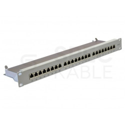 Patch panel RACK 19" kat.6 24p FTP z półką 1U szary VALUE